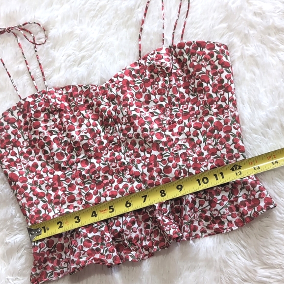 J. Crew Red Roses Cropped Bustier Peplum Top in Eliza Liberty Fabric - Picture 10 of 13